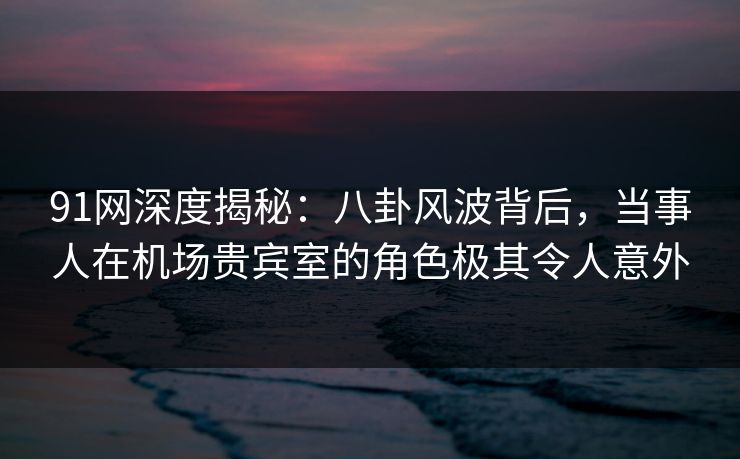 91网深度揭秘：八卦风波背后，当事人在机场贵宾室的角色极其令人意外