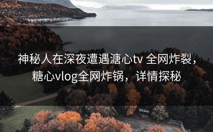 神秘人在深夜遭遇溏心tv 全网炸裂,糖心vlog全网炸锅,详情探秘