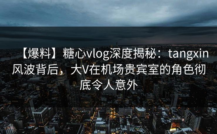 【爆料】糖心vlog深度揭秘：tangxin风波背后，大V在机场贵宾室的角色彻底令人意外